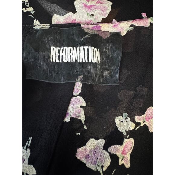 Reformation Black Floral Tie-Waist Blouse – Size M - Picture 6 of 6